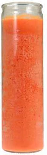 Velas de vidrio de color liso de 7 días de 8 pulgadas de alto - naranja