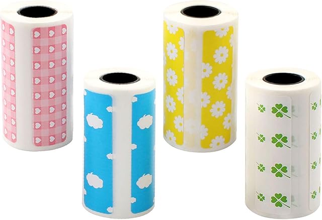Self-Adhesive Printable Sticker Labels 4 Rolls Direct Thermal Labels for PeriPage A6 Pocket Thermal Printer, PeriPage P1/P2 Mini Printer (57mm x 30mm)
