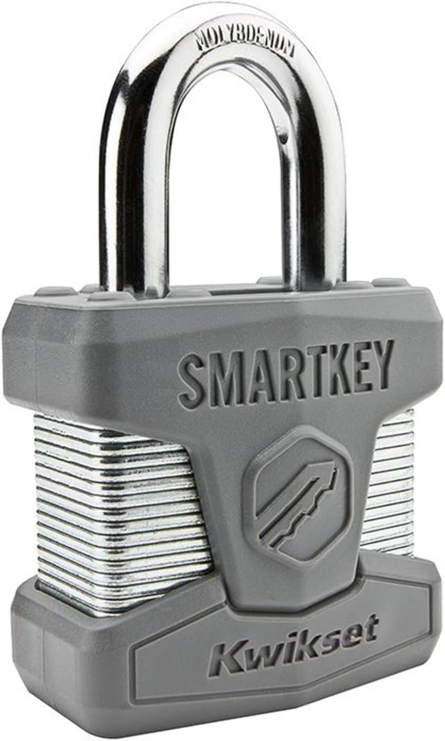 Kwikset 026SMTSTD SHKL PDL Stanley SmartKey Padlock Standard Shackle, 50mm, Satin Chrome