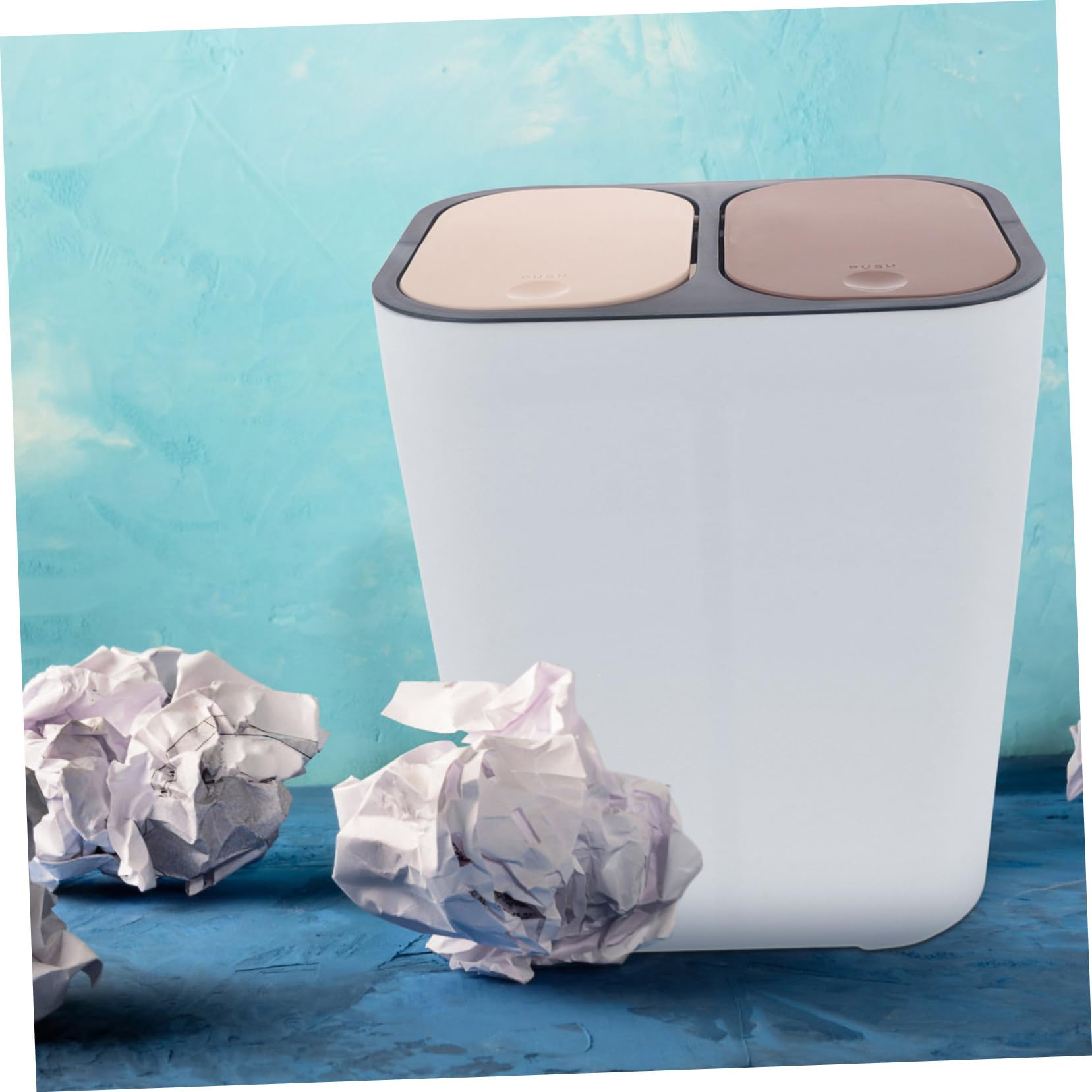 Küchenmülleimer für Trockene und Nasse Abfälle aus Kunststoff mit Doppeltem Fach Stabile Struktur und Einfache Reinigung und Recycling für Haushalt