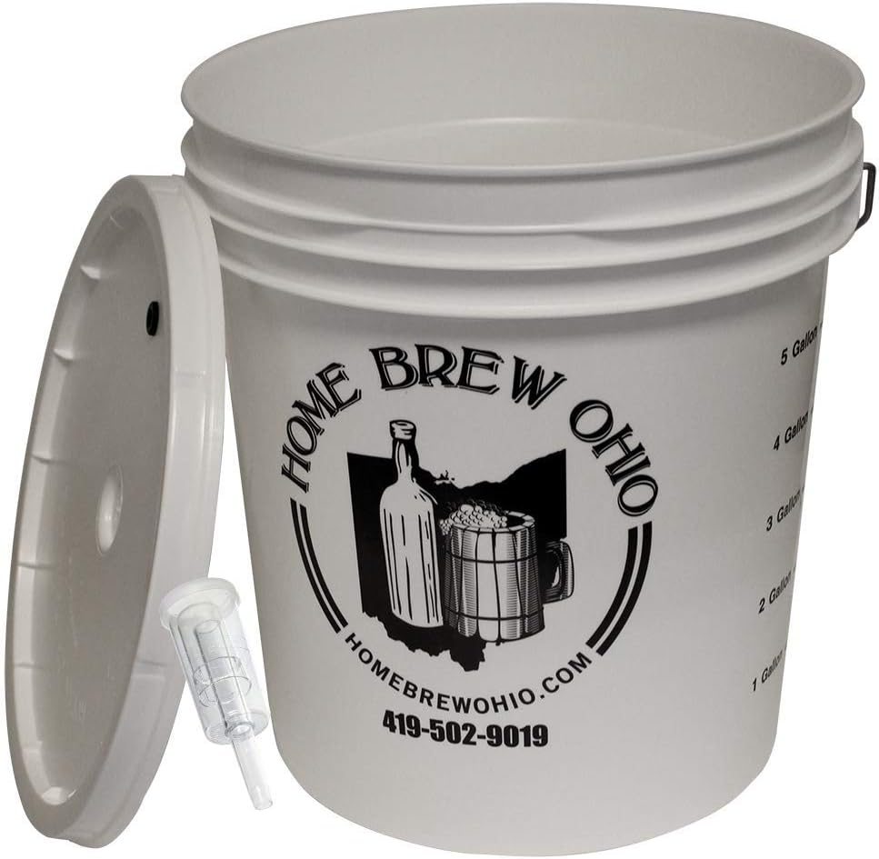 Home Brew Ohio 7.9 Gallon Fermenting Bucket with Grommeted Lid and Three-Piece Airlock