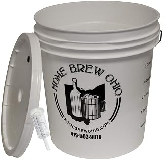 Home Brew Ohio 7.9 Gallon Fermenting Bucket with Grommeted Lid and Three-Piece Airlock