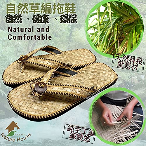 Natural Flip Flops slippers Hand-woven Straw Sandals Handmade shoes Tropical pandanus tress leaf perfect for your feet (L)2