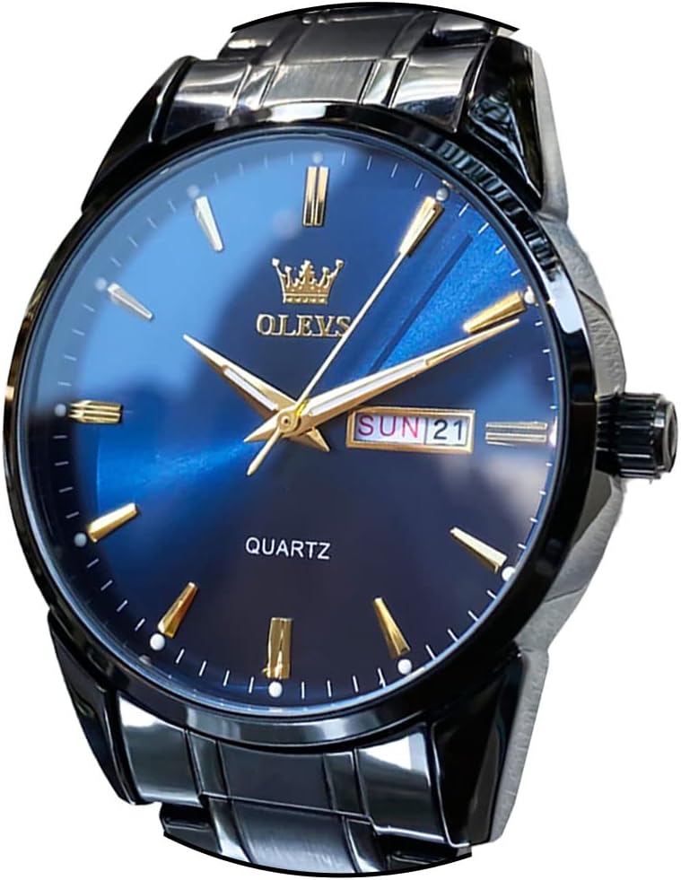 – Watch for Men Stainless Steel Business Dress Analog Quartz Men Watch Large Face Day Waterproof Luminous Classic Wrist Watch