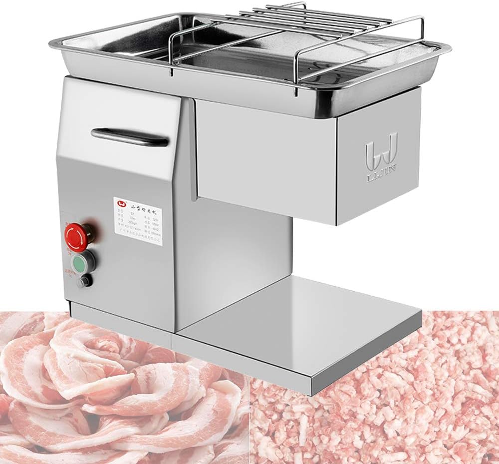 250KG/H Commercial Meat Processing Equipment Stainless Steel Restaurant Meat Cutting Machine Cutter Dicer Slicer with 3mm Cutting Blades (110V)