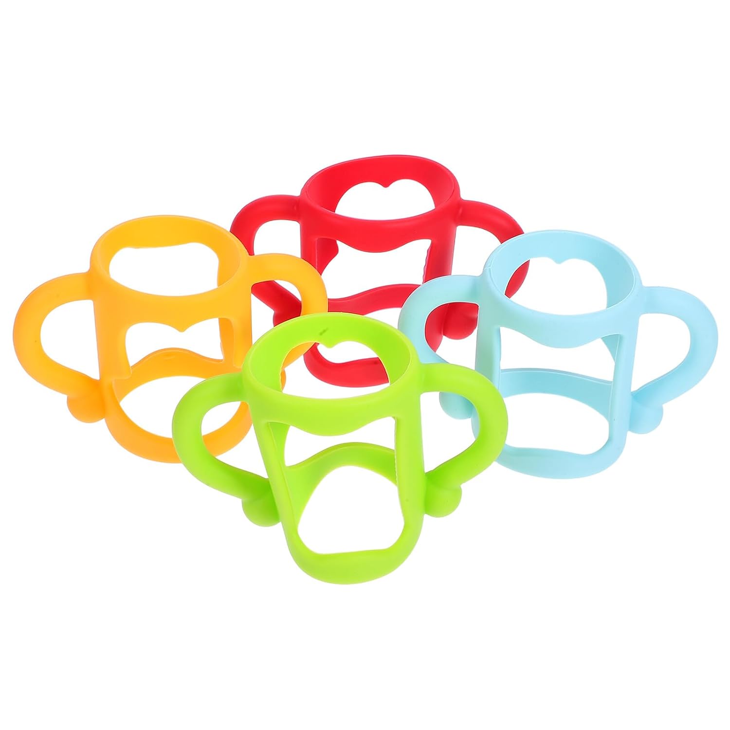 4pcs Silicone Bottle Handles Grip Nursing Bottle Support Use Wide Neck Feeding Handles for Red Blue Green Orange