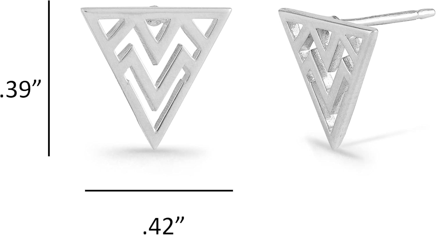 Boma Jewelry Sterling Silver Triangle Chevron Stud Earrings
