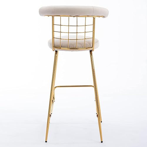 Miniatura 6 de Juego de 2 taburetes de bar tapizados de terciopelo, taburetes de bar de altura de mostrador, sillas de bar de isla de cocina, taburetes de bar con