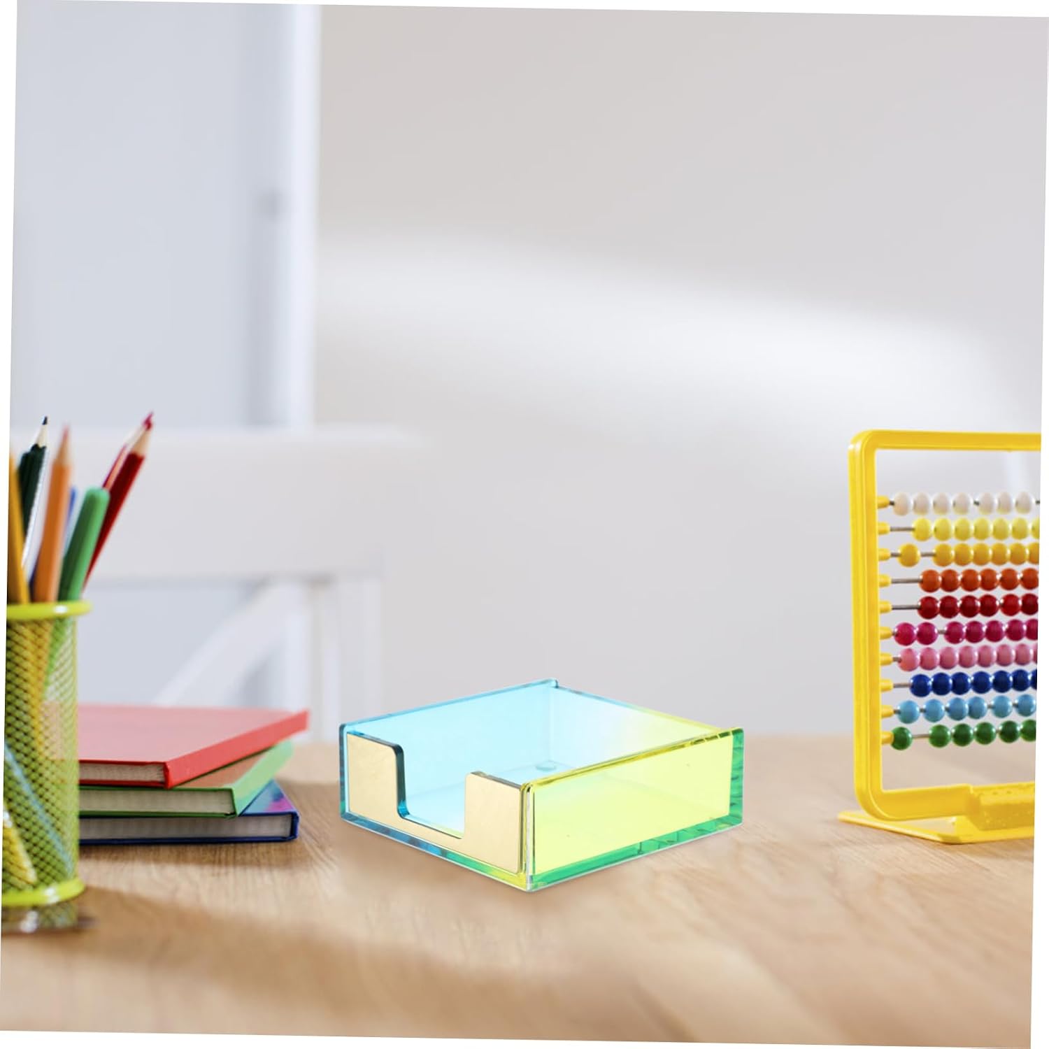 KALLORY Gradient Acrylic Notepad Holder Stylish Memo Pad Dispenser for Office Organize Notepads Supplies Eye Catching Desktop Accessory Gradient