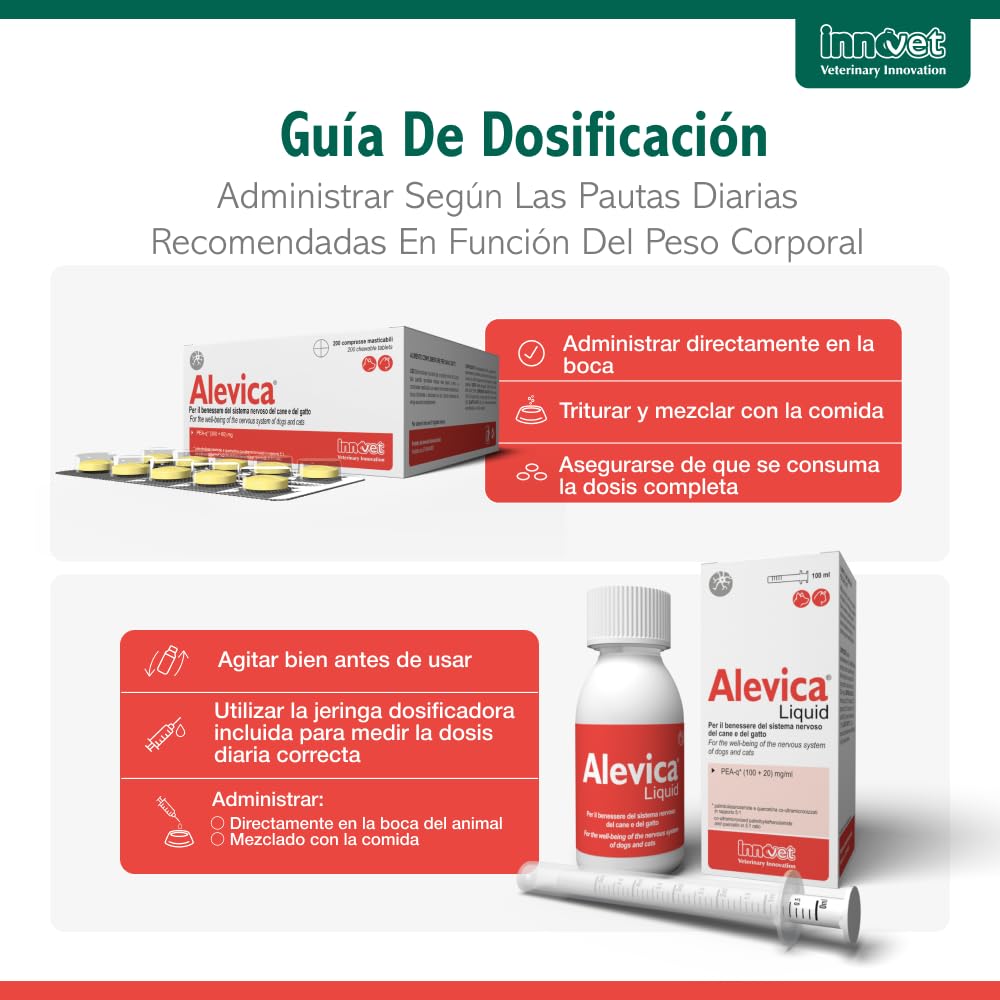 Innovet Alevica Suplemento para el Sistema Nervioso para Perros y Gatos 20 Comprimidos Masticables – con PEA-q y Quercetina – Apoya el Equilibrio Neurológico