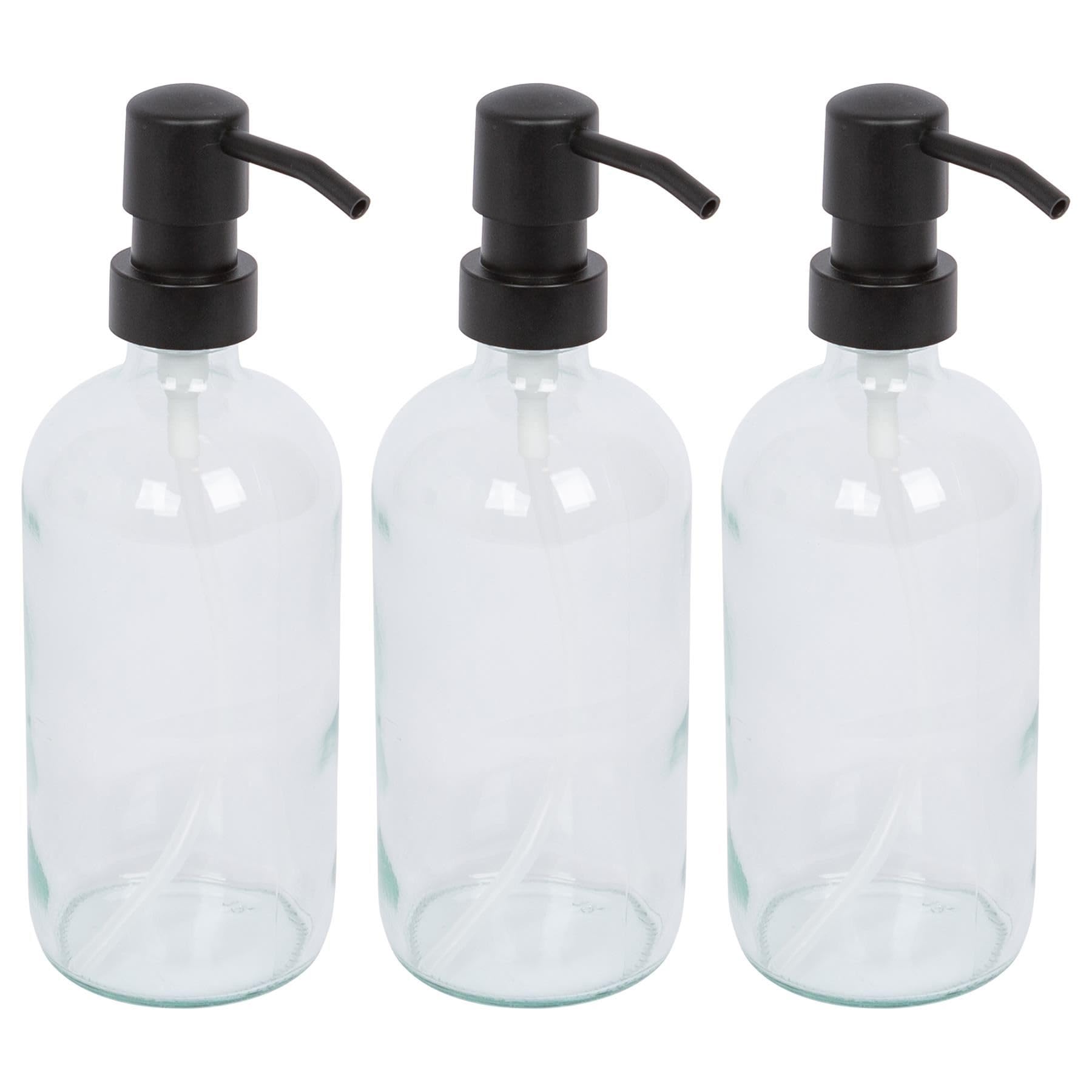Harbour Housewares 500Ml Glass Soap Dispensers3X Clear Bathroom Kitchen Spa Refillable Hand Wash Or Lotion Bottle With Pump from B&Q