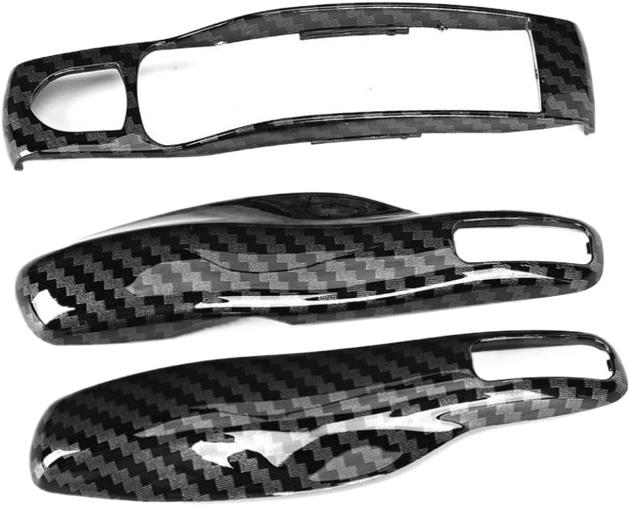 3pcs Set Carbon Fiber Style Car Key Trim Cover Compatible with Cayman