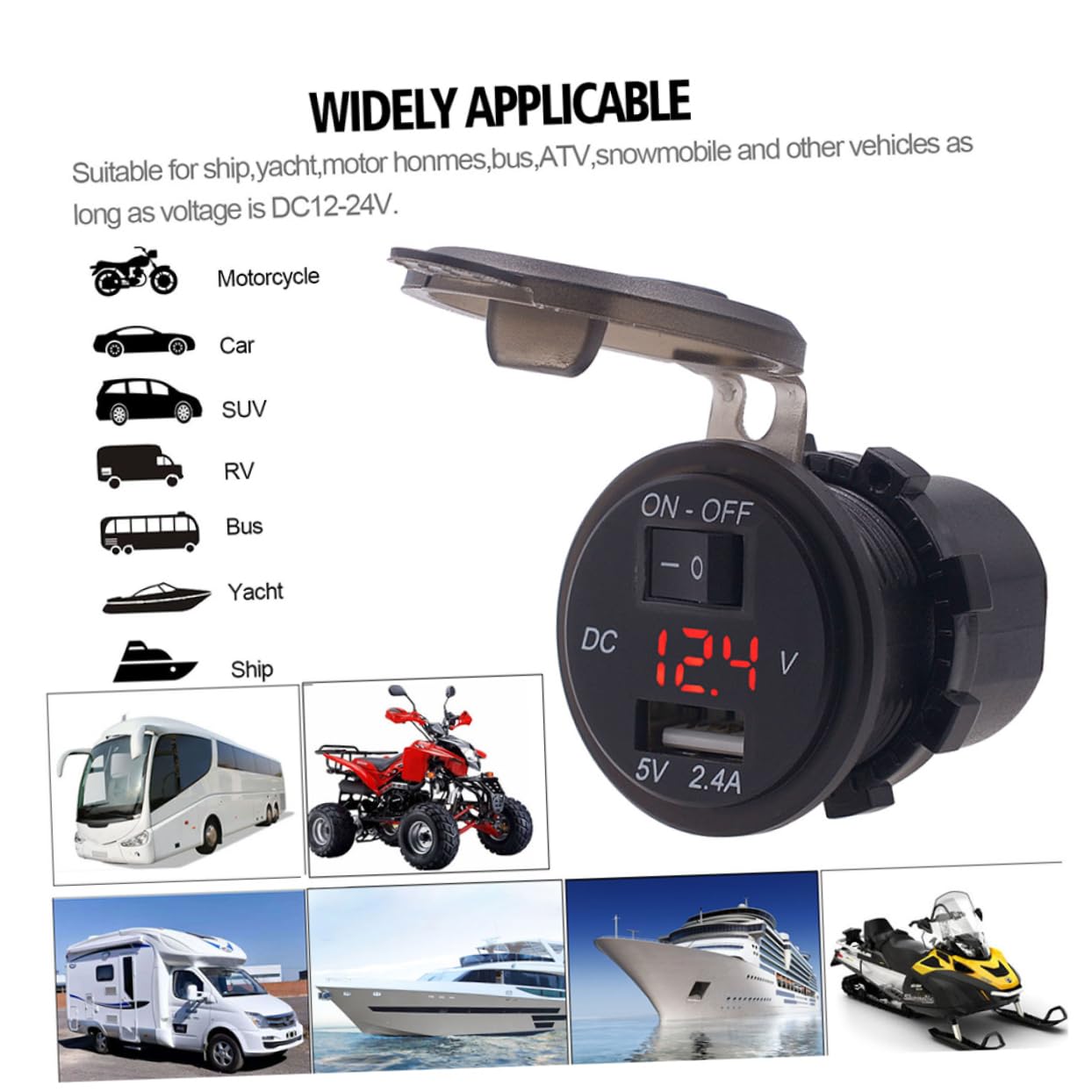 Uonlytech 2 Pz caricabatteria per cellulare da auto caricatore del telefono per auto caricabatteria per telefono da 5v/2.4a caricabatteria per USB per numero interruttore