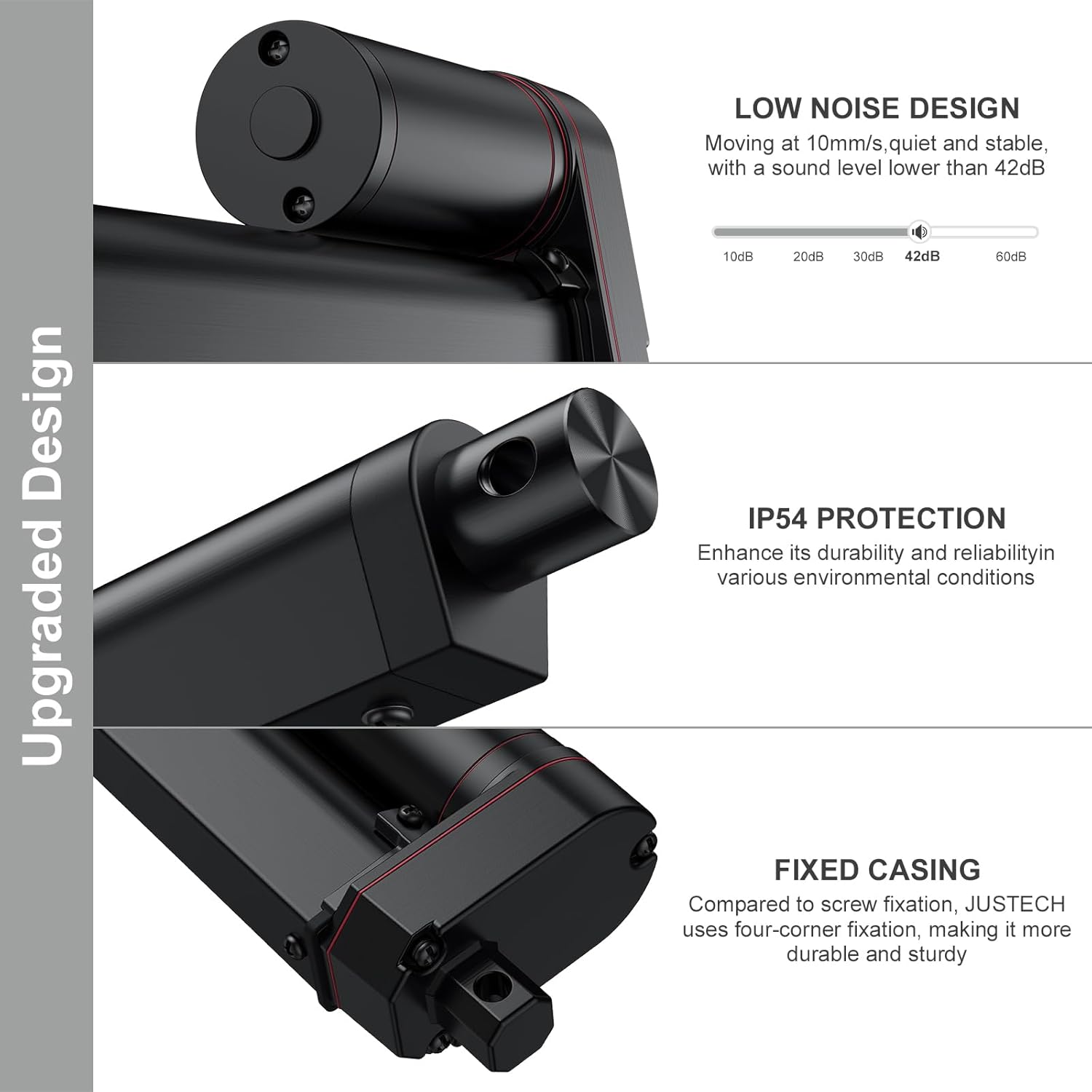 Justech 12V Linear Actuator 160LBS/750N-6inch/150mm 10mm/s Linear Motion Actuator with IP65 Waterproof & Mounting Brackets for Electric Door Window Bed RV Industrial Machinery Solar Tracker, Black