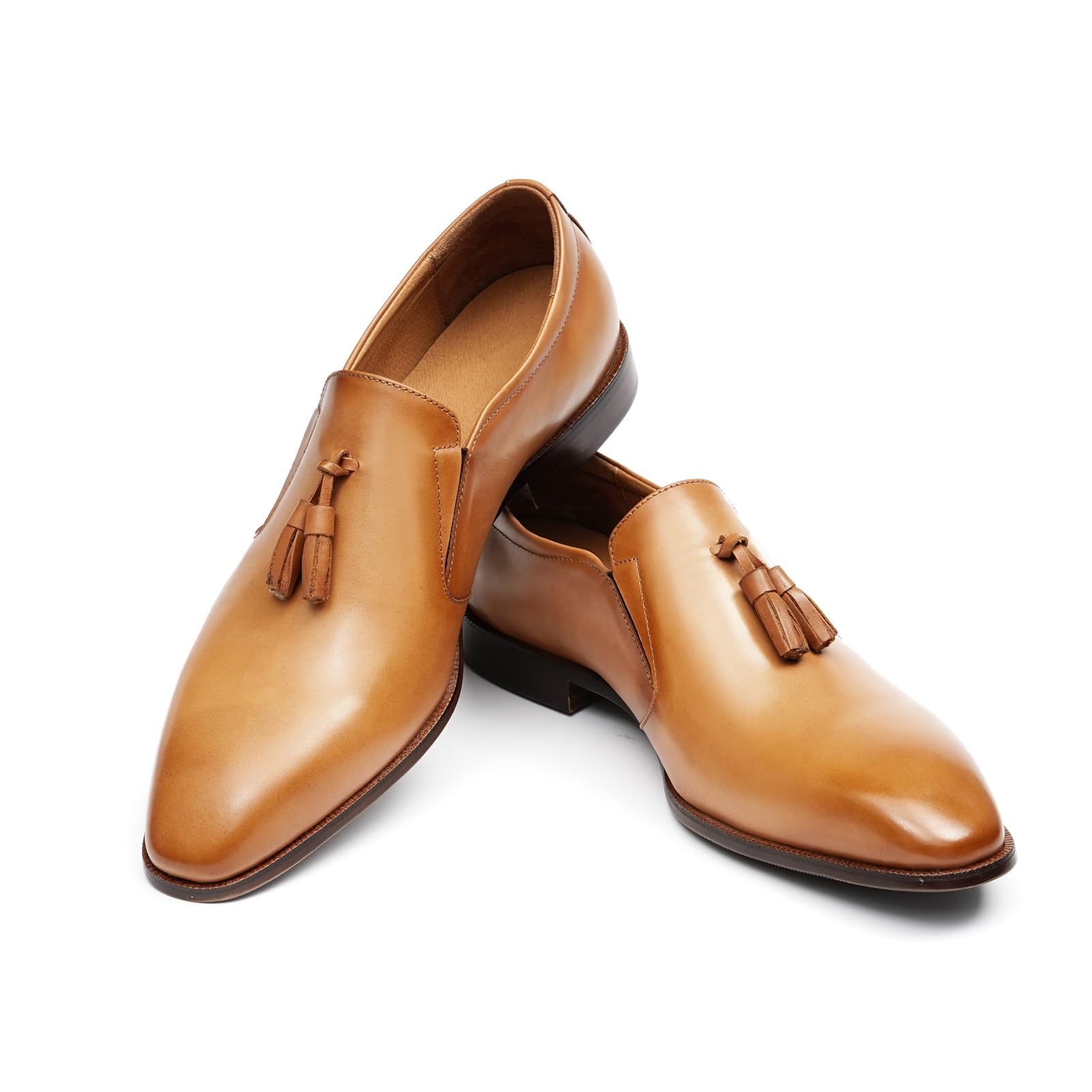 Mocasines Casuales con Borlas para Hombre Zapatos Bajos Slip On en Cuero Genuino