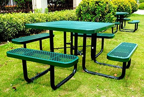 Lifeyard 46" Steel Square Picnic Table,Expanded, Metal Outdoor Table (Green)