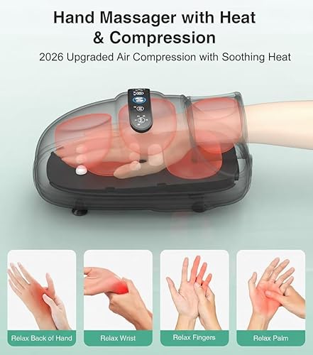 Miniatura 3 de Medcursor Masajeador de manos, mejorado 2026, masajeador de manos con calor y compresión para túnel carpiano y articulaciones rígidas, alivio del