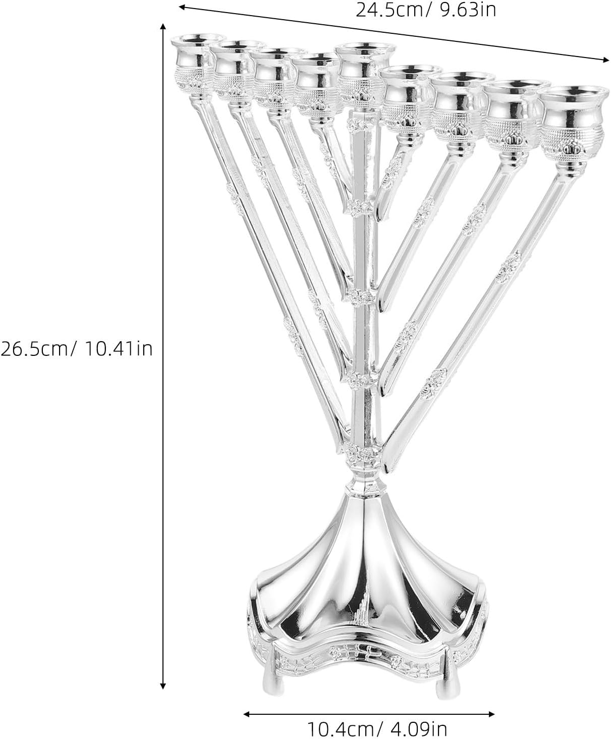 Silver Plated Nine Branch Hanukkah Menorah for Jewish Celebration
