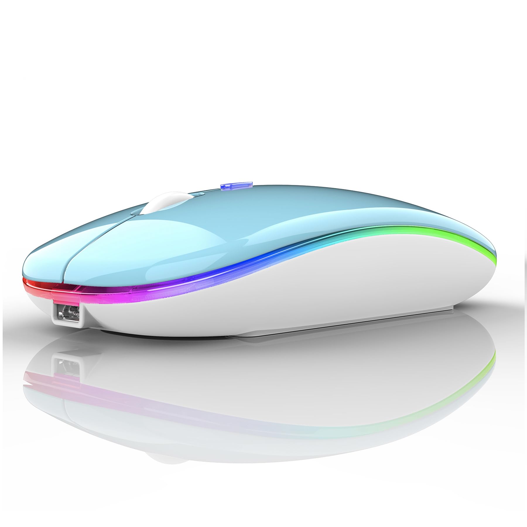 PEIBO Bluetooth Wireless Mouse for Laptop mac MacBook ipad MacBook air MacBook pro pc Desktop Computer Windows Chromebook Notebook (Blue White)