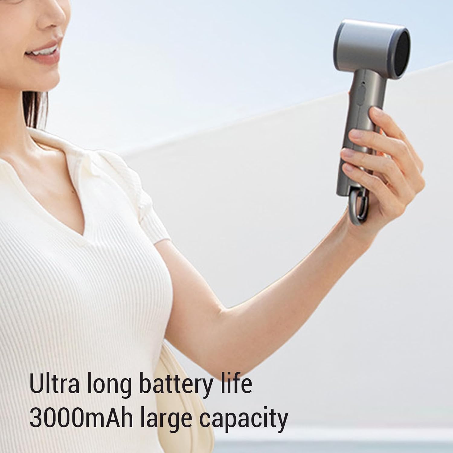 Portable Handheld Fan, 100 Gears Stepless Adjustment 13000RPM Powerful High Speed Mini Fan, Quiet Pocket Fan with Hook for Travel Camping Outdoor (Gray)