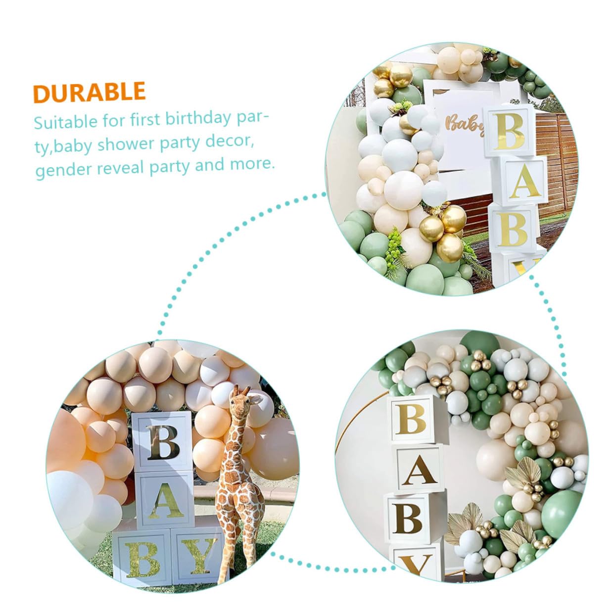 Caja de Globos Blanco y Verde, 1 Juego, Papel, Baby Shower