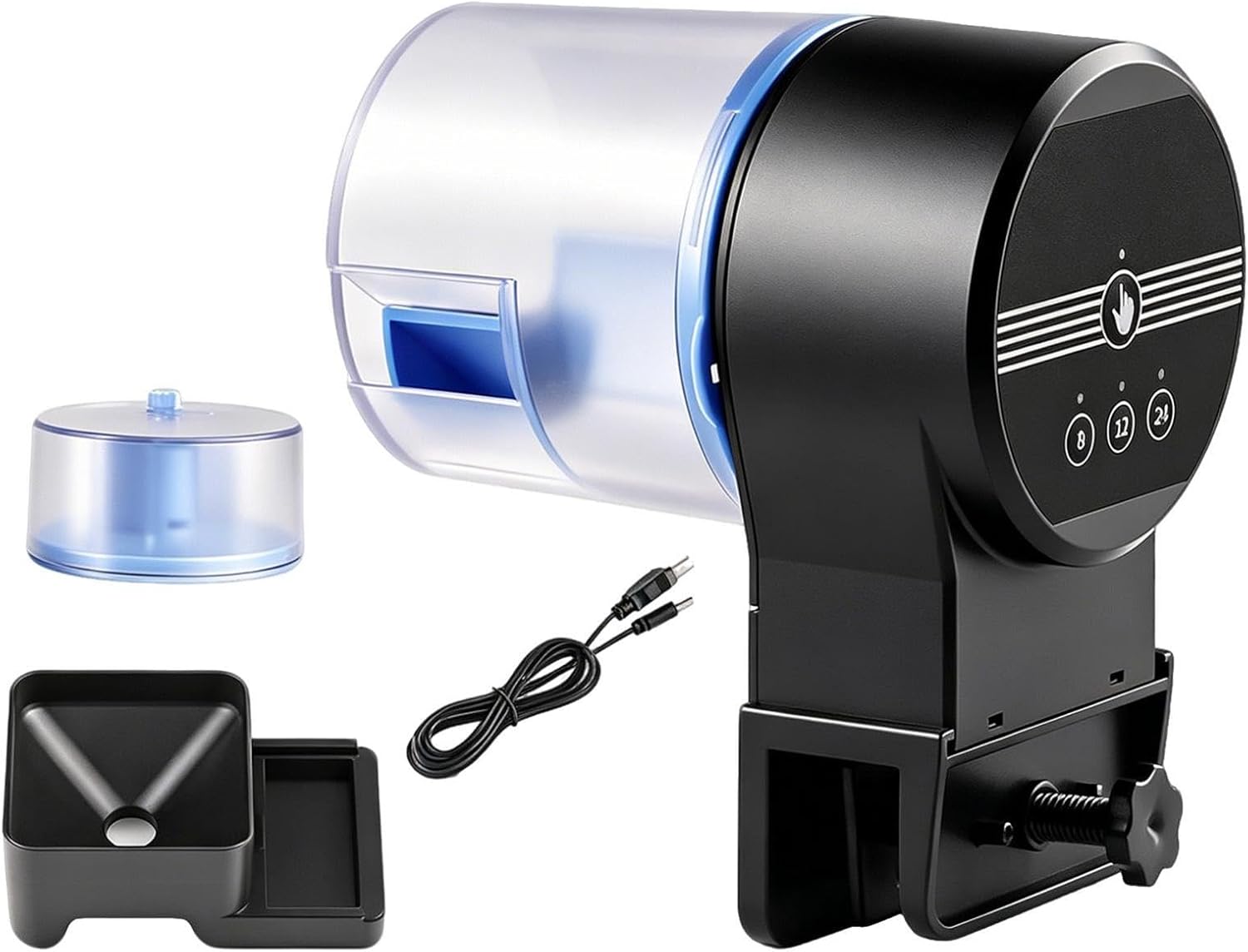 Automatic Fish Feeder for Aquarium, Fish Feeder Automatic Dispenser, Fishes Tank Accessories, 3-Level Timed Feeding Mode, Precise Control of Quantity, Worry-Free Travel, for Small Fishes Tanks