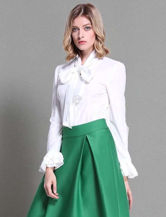 Buy Mosocow Women Victorian Blouse Bow Tie Neck Long Sleeve