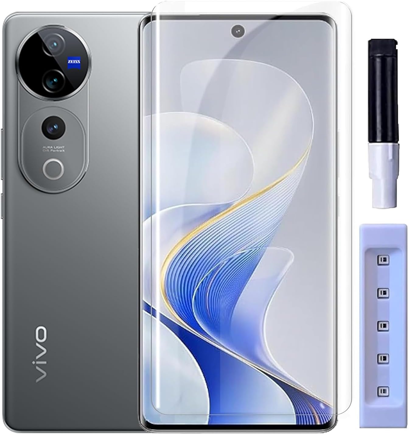 Zubitech UV Glass 3D Curved Edges Full Cover Tempered Glass Screen Protector - Full Glue Edge Coverage for Vivo V40/Vivo V40 Pro