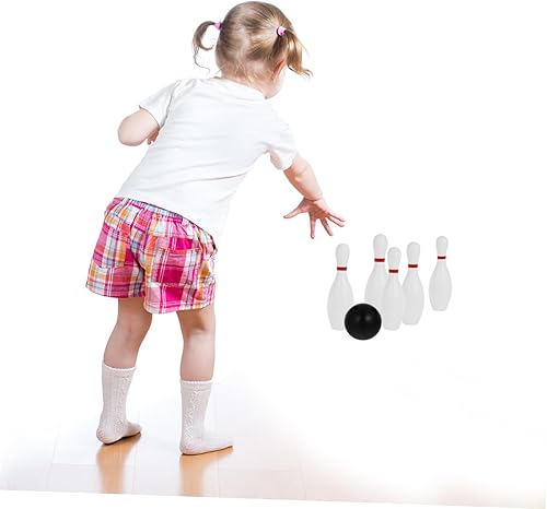 Miniatura 7 de Kisangel Juego de bolos para niños, juguete de bolos de plástico con 10 pines y 2 bolas para interiores y exteriores, interacción deportiva familiar