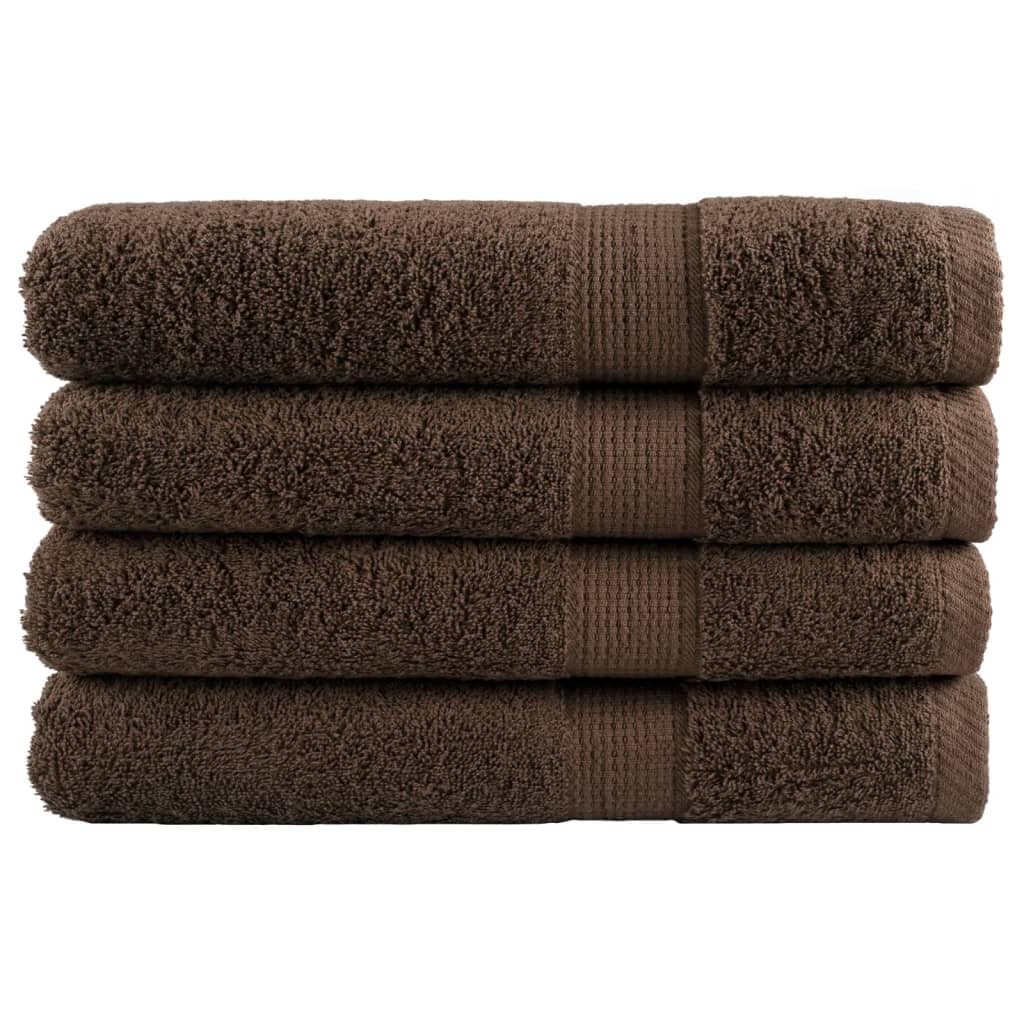 SOLUND Premium Saunatücher 4 STK. Braun 80x200 cm 600 g/m² aus 100% ringgesponnener Baumwolle, weich saugfähig Oeko-TEX Zertifiziert mit praktischer Aufhängebefestigung