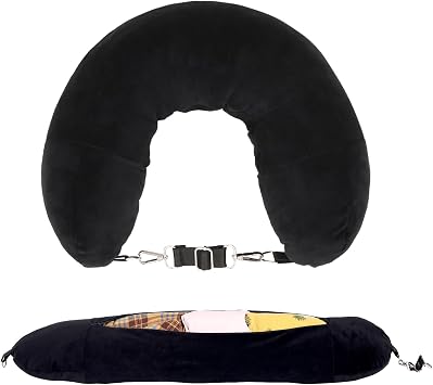 Stuffable Neck Pillow for Travel, Travel Pillow Stuffable with Clothes,Fillable Travel Pillow Storage Bag, Packable Clothing Travel Neck Pillowcase for Airplane, Pillow Cover with Storage