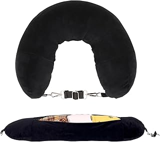 Stuffable Neck Pillow for Travel, Travel Pillow Stuffable with Clothes,Fillable Travel Pillow Storage Bag, Packable Clothing Travel Neck Pillowcase for Airplane, Pillow Cover with Storage