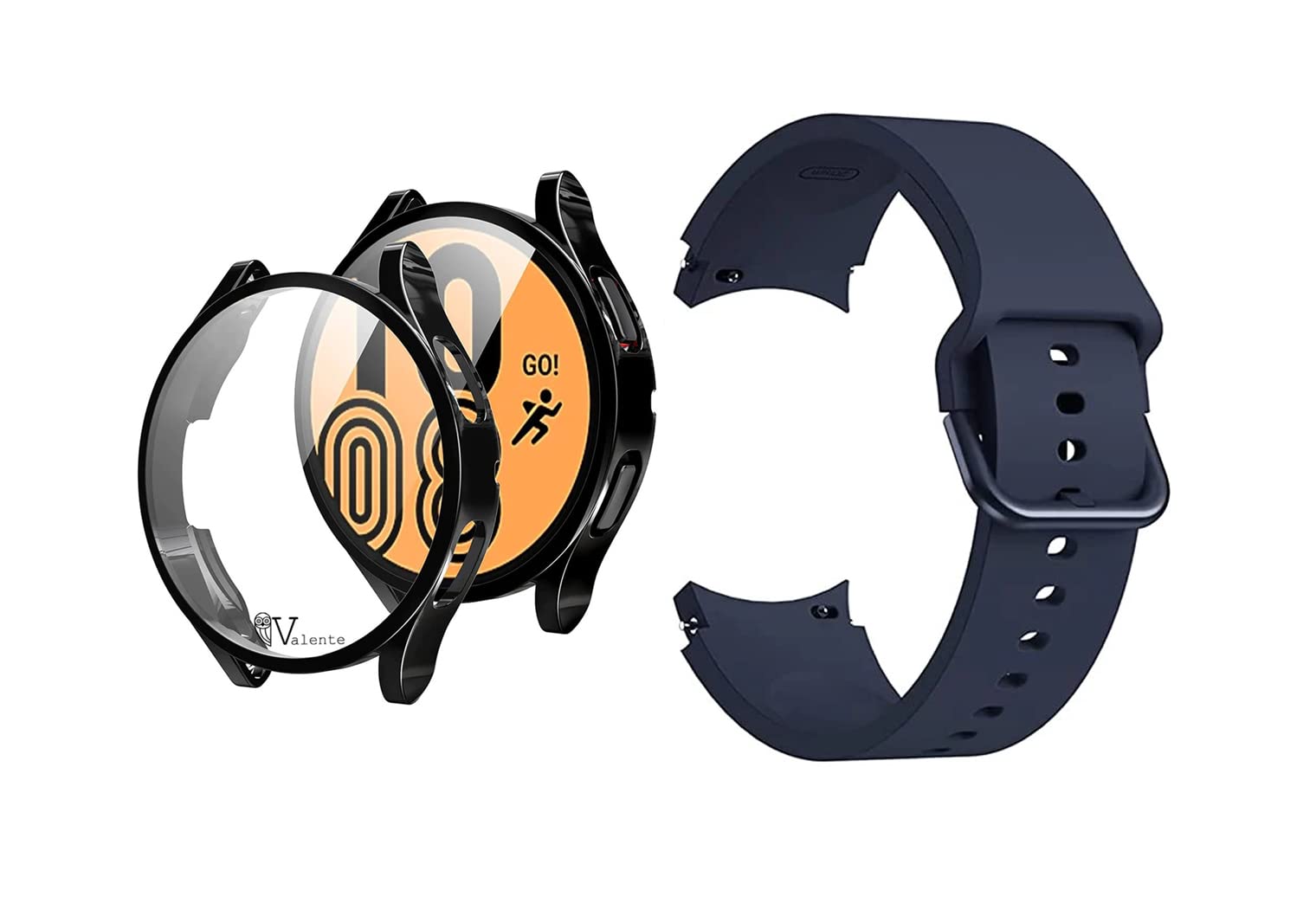 Valente All-Round Protection Combo Pack of Bumper case & Watch Strap Compatible with Samsung Galaxy Watch 4 (44mm) only