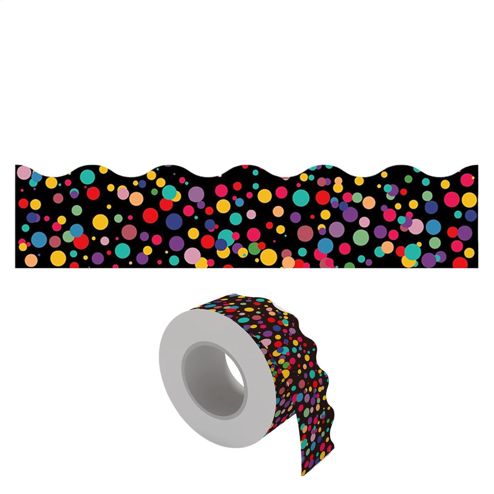 Tableau d'affichage coloré avec bordure autocollante en papier à pois pour école
