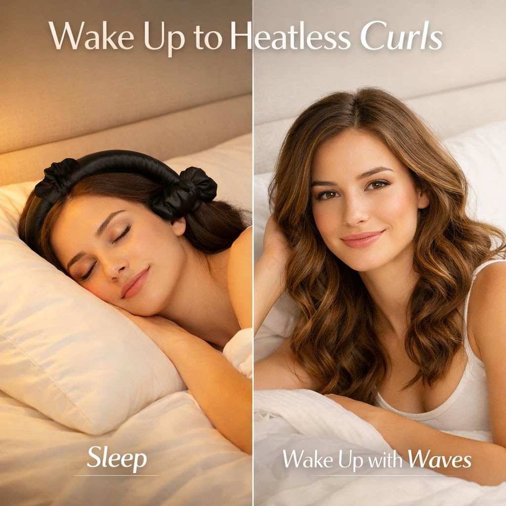 NocheSuave Heatless Curls Overnight Hair Curler, Satin Curling Rod Headband, Heatless Curlers to Sleep In, Soft No Heat Hair Curlers for Long & Medium Hair