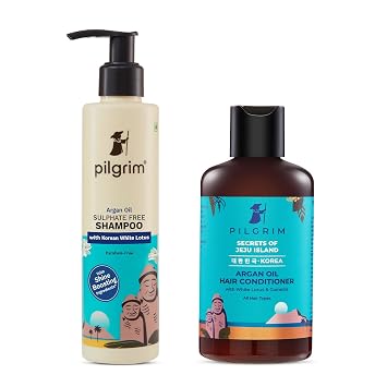 Pilgrim Argan Oil Hair Care Set | Sulphate-Free Shampoo 6.76 fl. oz. & Conditioner 6.76 fl. oz. with White Lotus & Camellia | Strengthens, Repairs & Controls Frizz