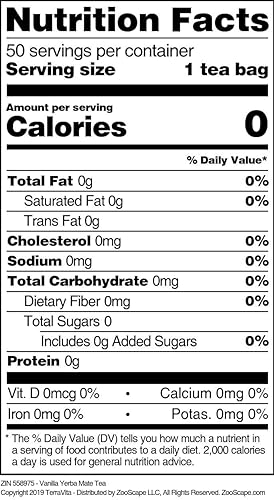 Miniatura 3 de Té Vanilla Yerba Mate (50 bolsitas de té, ZIN 558975)