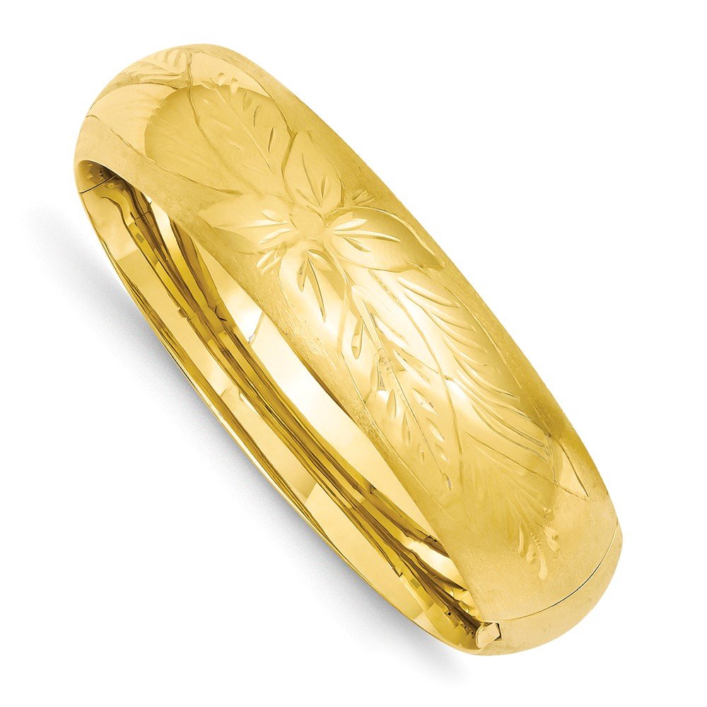 Sonia Jewels 14k Yellow Gold 11 16 Florentine Engraved Hinged Bangle Cuff Bracelet 7 Width 18mm