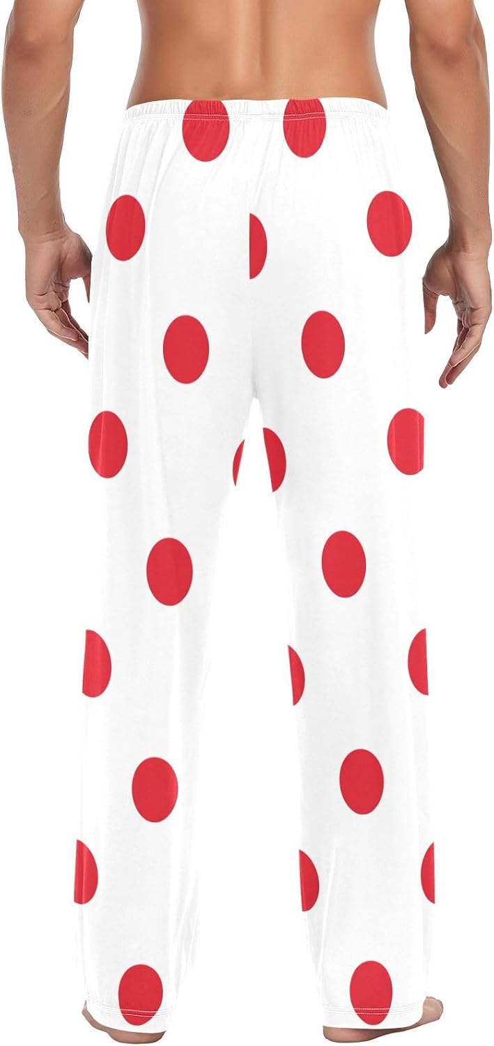 susiyo Christmas Red Polka Dots Mens Pajama Pants Loose Fit Thin Pj Bottoms for Men