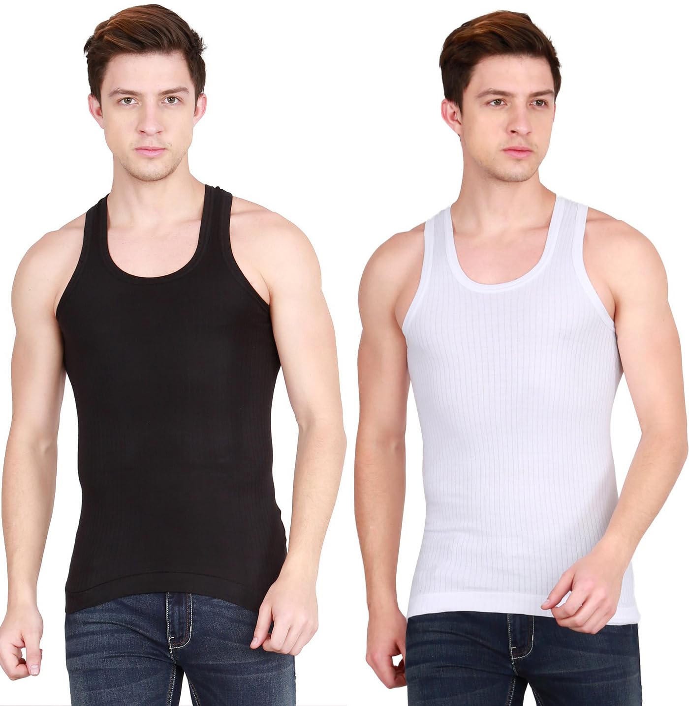 rupa frontline Men's Cotton Western 700071, Contact Vest (Pack of 2) (Frontline-Xing-B(1)-W(1)-85_Black_White-picture-41