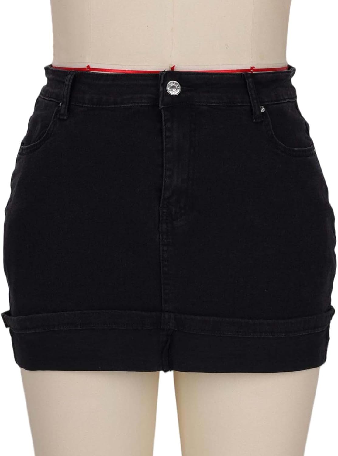 Womens Denim Skirt Casual High Waisted A-Line Mini Jean Skirts with Pockets Stretchy Summer Spring Fashion Clothing