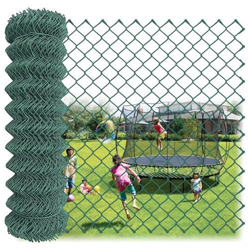 Amagabeli PVC Green Vinyl Coated Galvanized Steel Chain Link Fence Fabric 48inch x 82ft 13Gauge Diamond Mesh Wire Fencing Roll for Residential Commercial Property Protection Security Athletic Field
