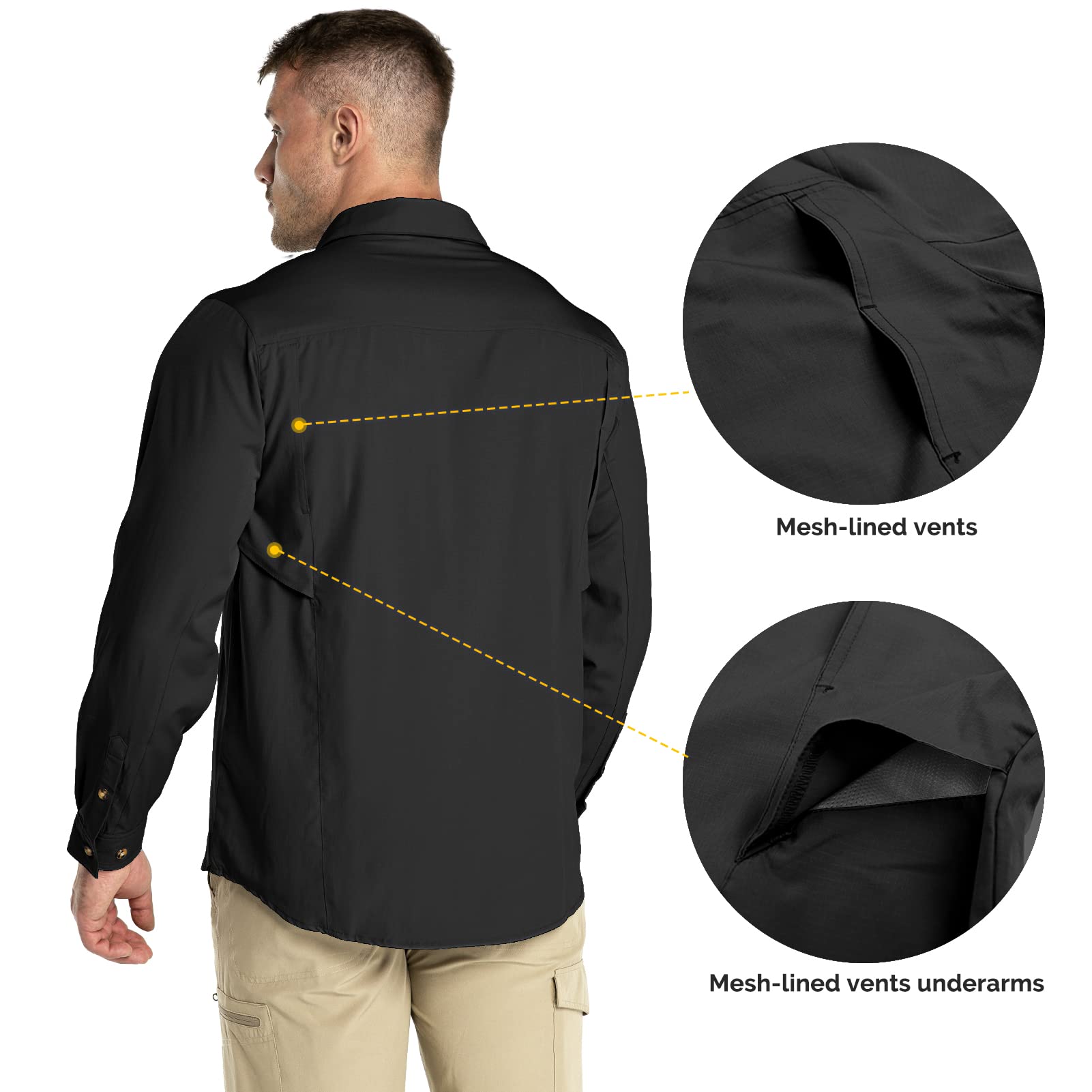 Outdoor Ventures Hemd Herren Freizeithemd Langarm Outdoor Shirt Atmungsaktive Schnell Trocknende Funktionshemd, Männer Frühling Sommer UV-Schutz Sportshirt