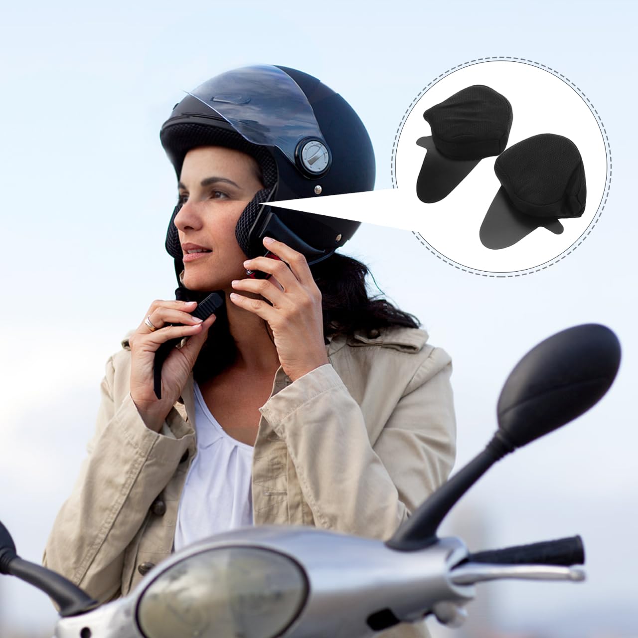 SOLUSTRE Helm Ohrschutz Ohrpolster Für Motorradhelm Windblocker Mit Vollbedeckung Stoff Ohrwärmer Als Helmzubehör Für Radfahren Schutz Vor Wind Regen Und Lärm 2 Stück