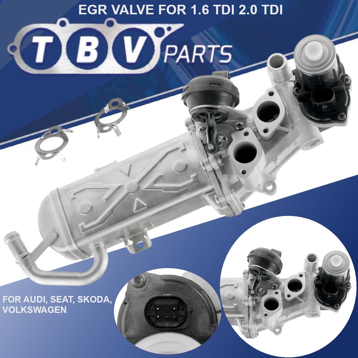Válvula EGR 1.6/2.0 TDI 03L131512CF 03L131512CH 03L131512DQ 03L131512N 03L131512AP EGR Valvula con Enfriador para A3, Q3, Alambra, Altea, Leon, Octavia, Yeti, Caddy, Golf, Passat CAYC