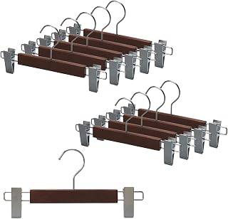 IKEA ズボン ハンガー おすすめ!収納力UP&選び方ガイド 12 Tamatoshi Wooden Hangers for Skirt Pants Bottom Hangers Clip Hangers Non Slip 10 Pack Antique Brown