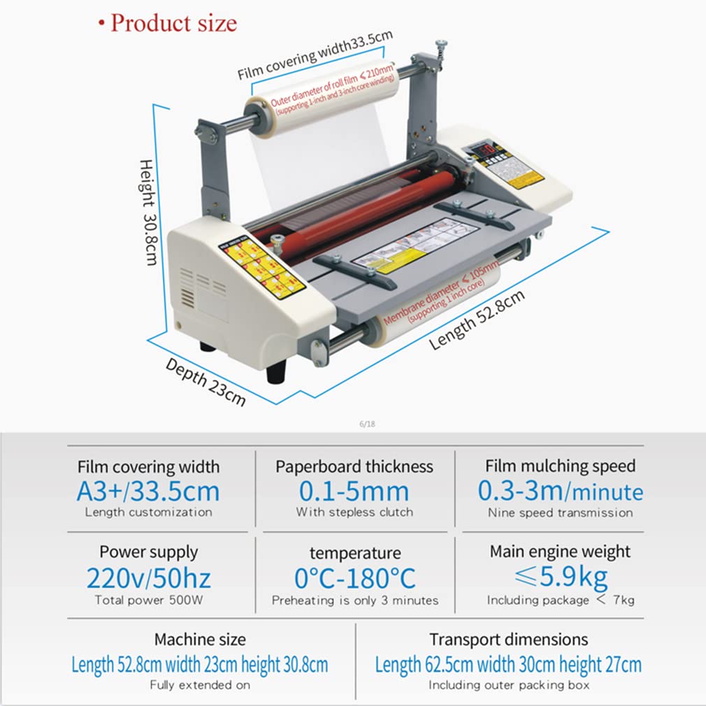 Maszyna do laminowania na gorąco na zimno A3 z cyfrowym wyświetlaczem LCD, czterowalcowy laminator Laminator Wysokiej klasy laminator termiczny z regulacją prędkości, temperatura 0°C-180°C, do dokum