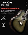 Donner Guitare électrique acoustique pour débutant intermédiaire avec amplificateur Capo Strap Pick Tuner, 41 Kit Acustica Electro Guitarra de pouce