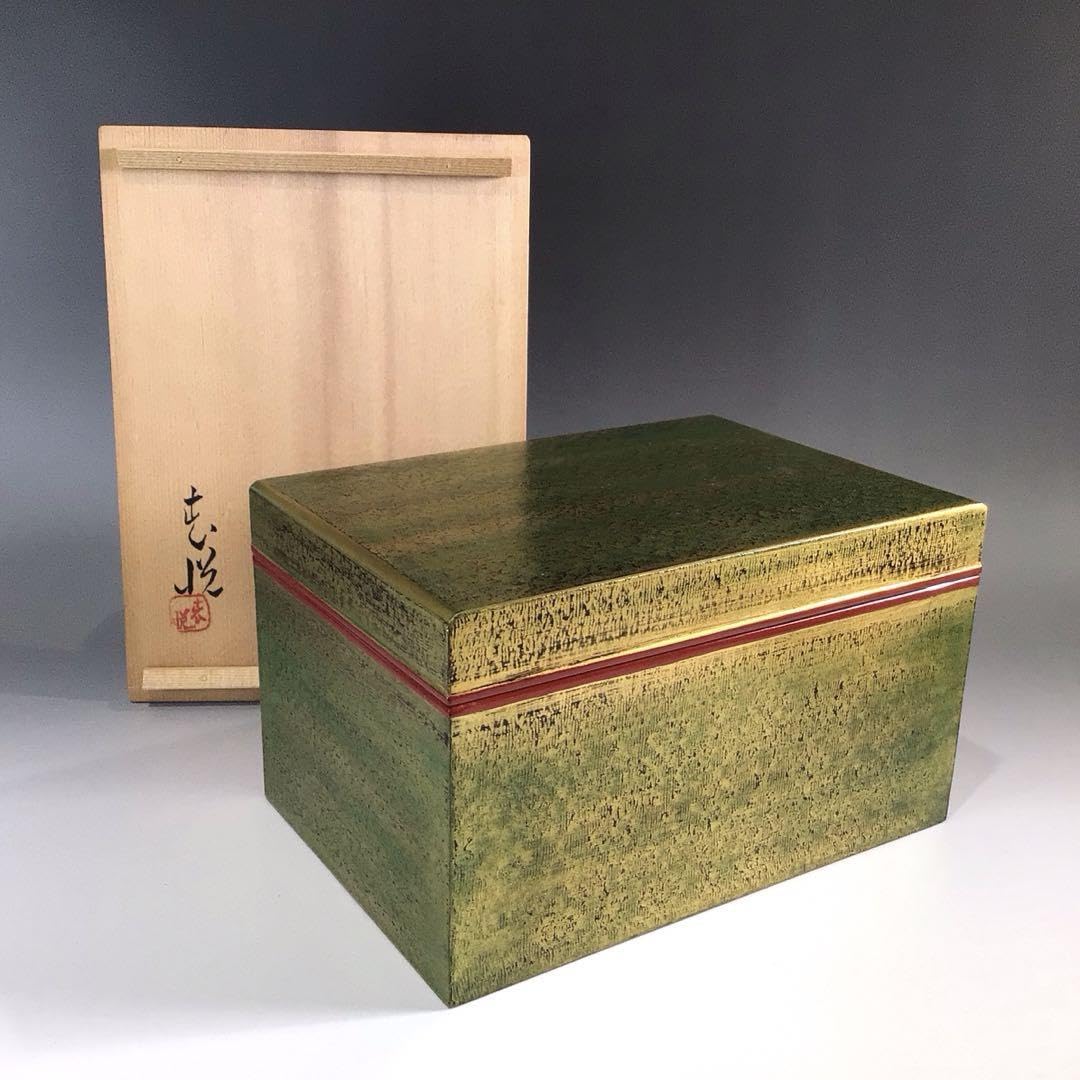 Ｐ６５３　茶箱　『三木表悦作』『利休形』『紗紋地茶箱』　共箱　茶道具 P653茶箱『三木表悦作』『利休形』『紗紋地茶箱』共箱茶道具