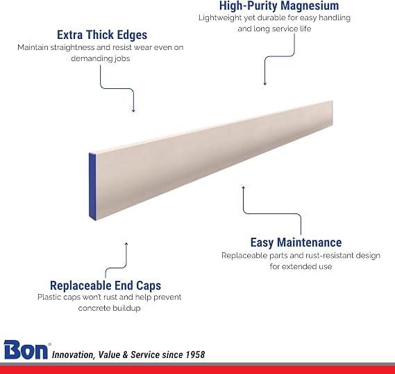 Bon Tool 12-126 Screed - Mag Screed - 1-inch x 4-inch - 6 Foot